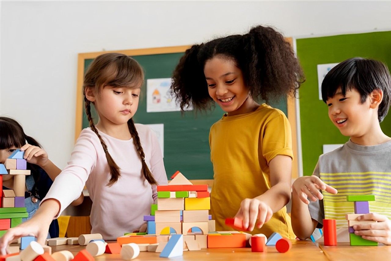 Children playing with blocks