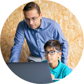 a child being taught by a teacher