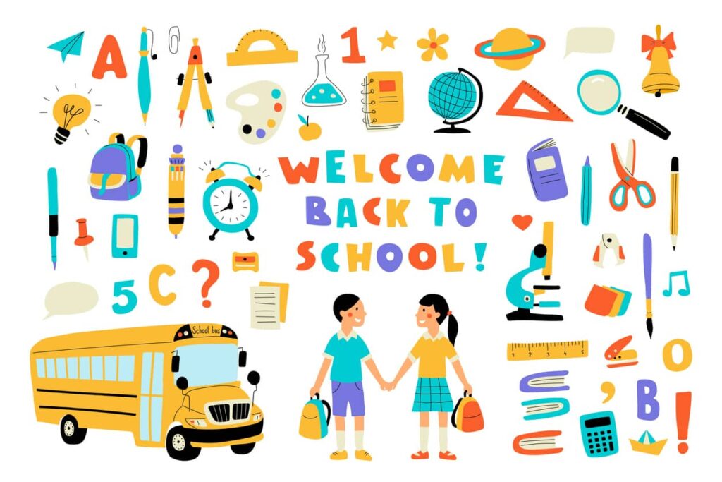 A graphic drawing depicting going back to school